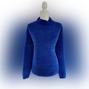 Cynthia Rowley Vibrant Cobalt Blue Chenille Knit Sweater Size L